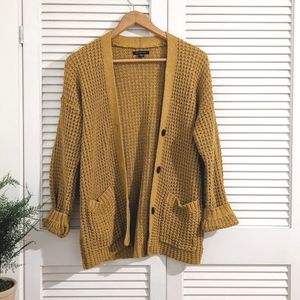 American Eagle Mustard Yellow Knit Cardigan
